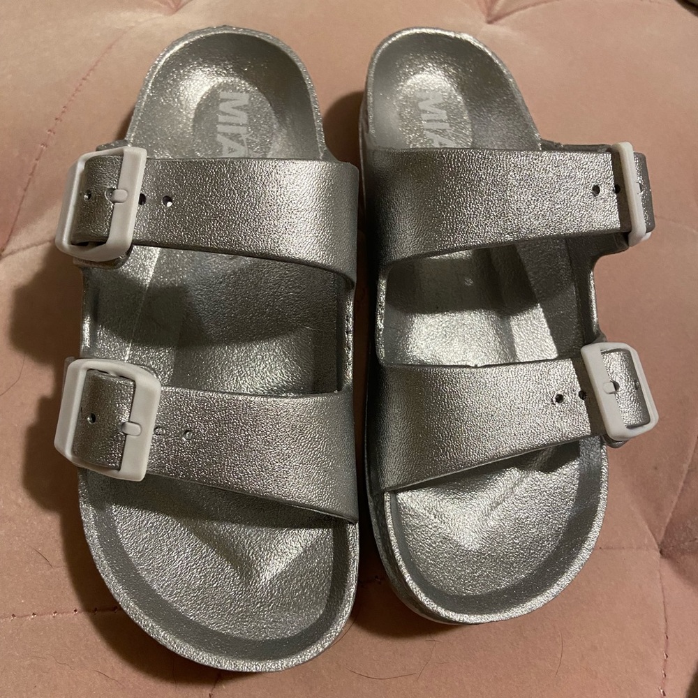 Girls silver jasmine slide sanda
